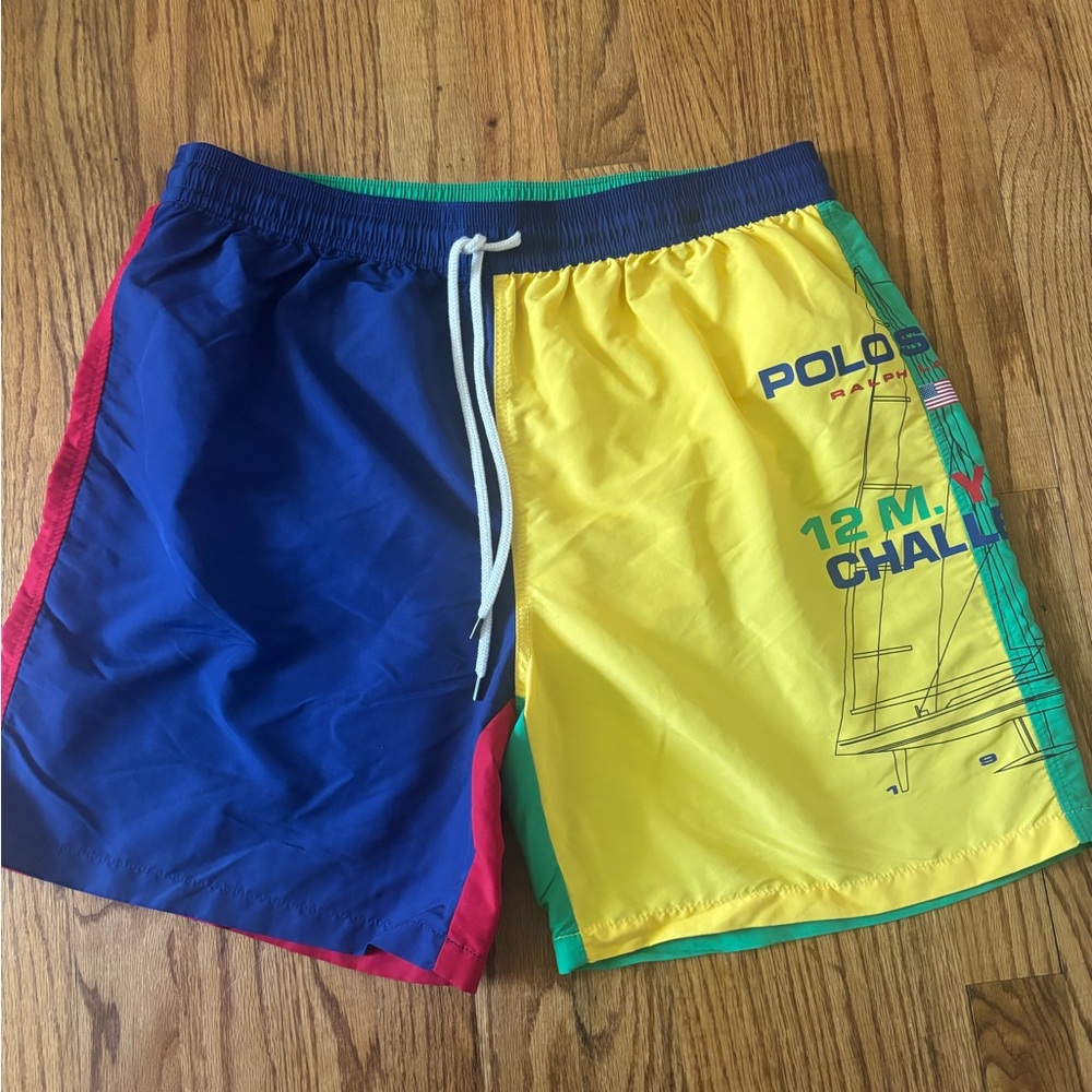 Polo by Ralph Lauren Blue and Yellow Swim Shorts XL